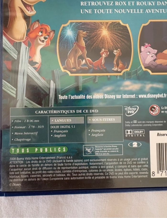 • Dvd Disney numéroté ~ Rox et Rouky (29) & Rox et Rouky 2 (89) • - photo numéro 10