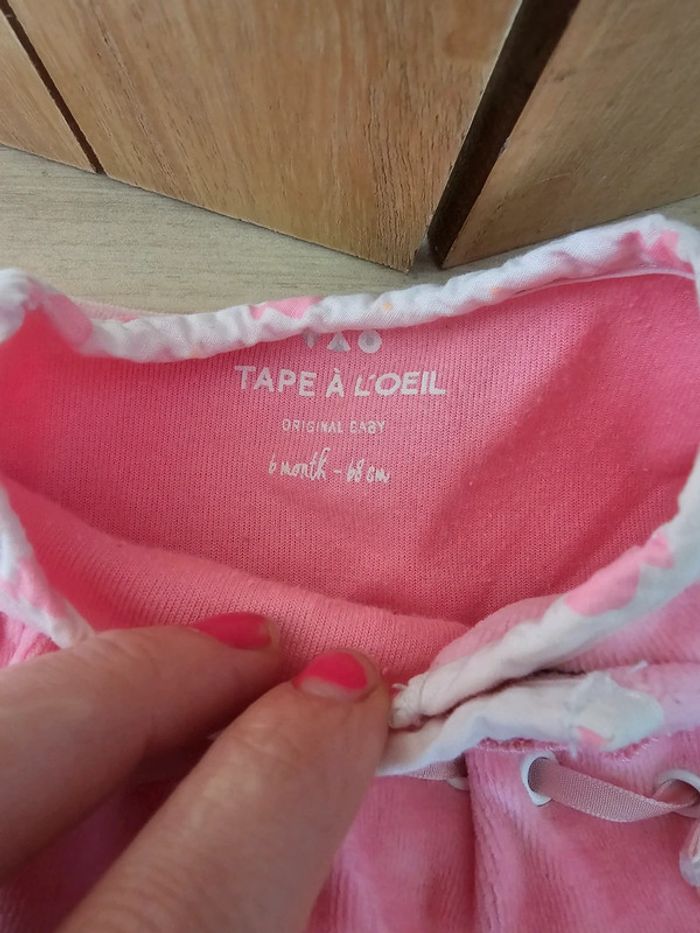 Pyjama velour rose tape à l'œil 6 mois - photo numéro 3