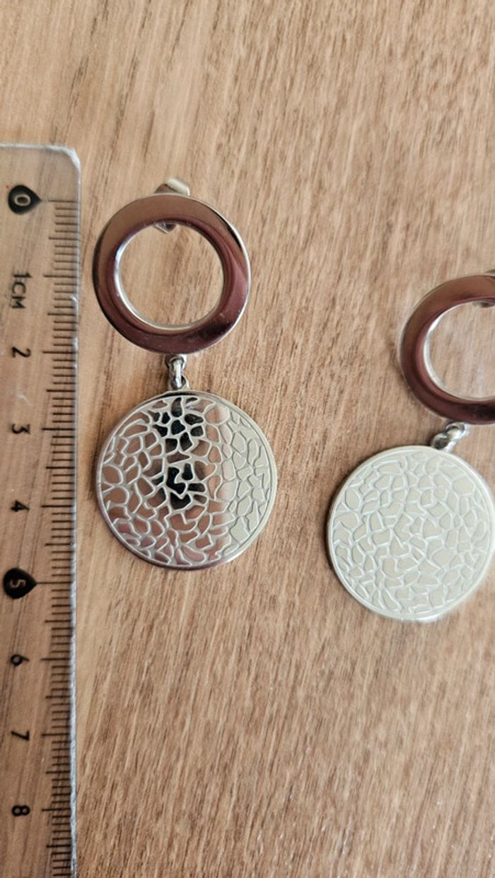 Boucles d'oreilles pendantes, argent, Lotus - photo numéro 2