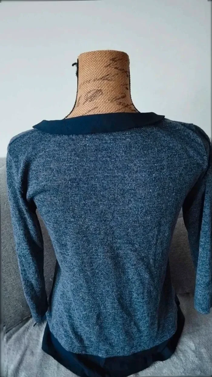 Top  haut  manches  3/4 armand Thierry taille  1 bleu - photo numéro 7