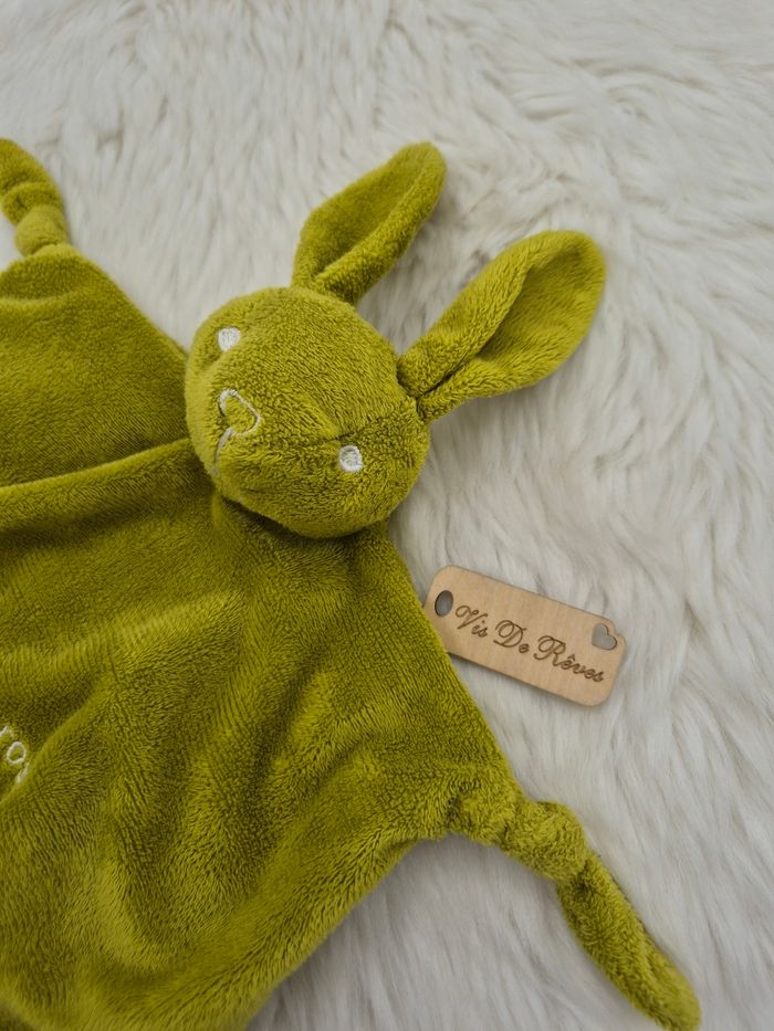 Doudou plat lapin Vert Au nom de la Rose - photo numéro 3