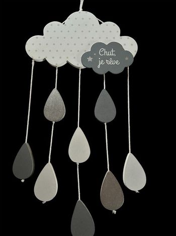 Suspension nuage gris et blanc « chut je rêve »
