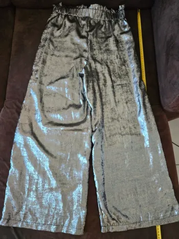 Pantalon palazzo d'été argenté métallisé M Neuf