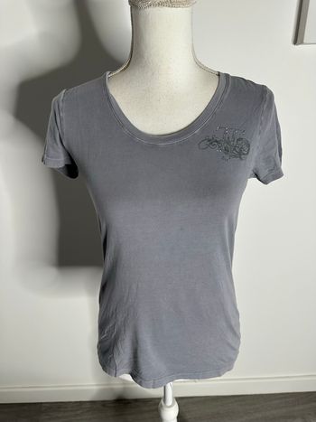 T-shirt Gris et strass argentés Trussardi Jeans T36 S