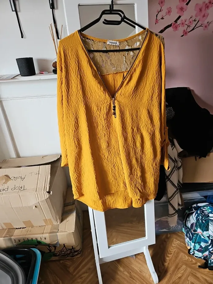 Blouse manche 3/4 ocre t46