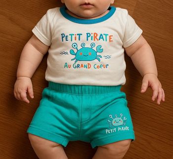 🦀 Adorable ensemble bébé "Petit Pirate" 🦀