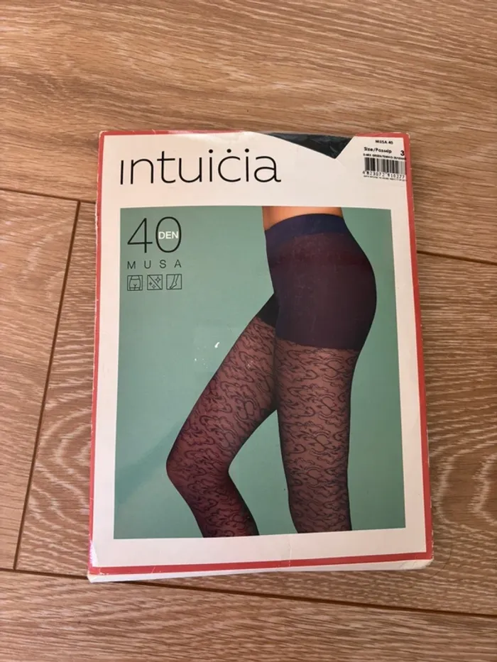 collants noirs neuf à motifs intuicia 40DEN taille 3