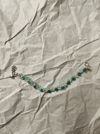 Bracelet fait main bleu argenté