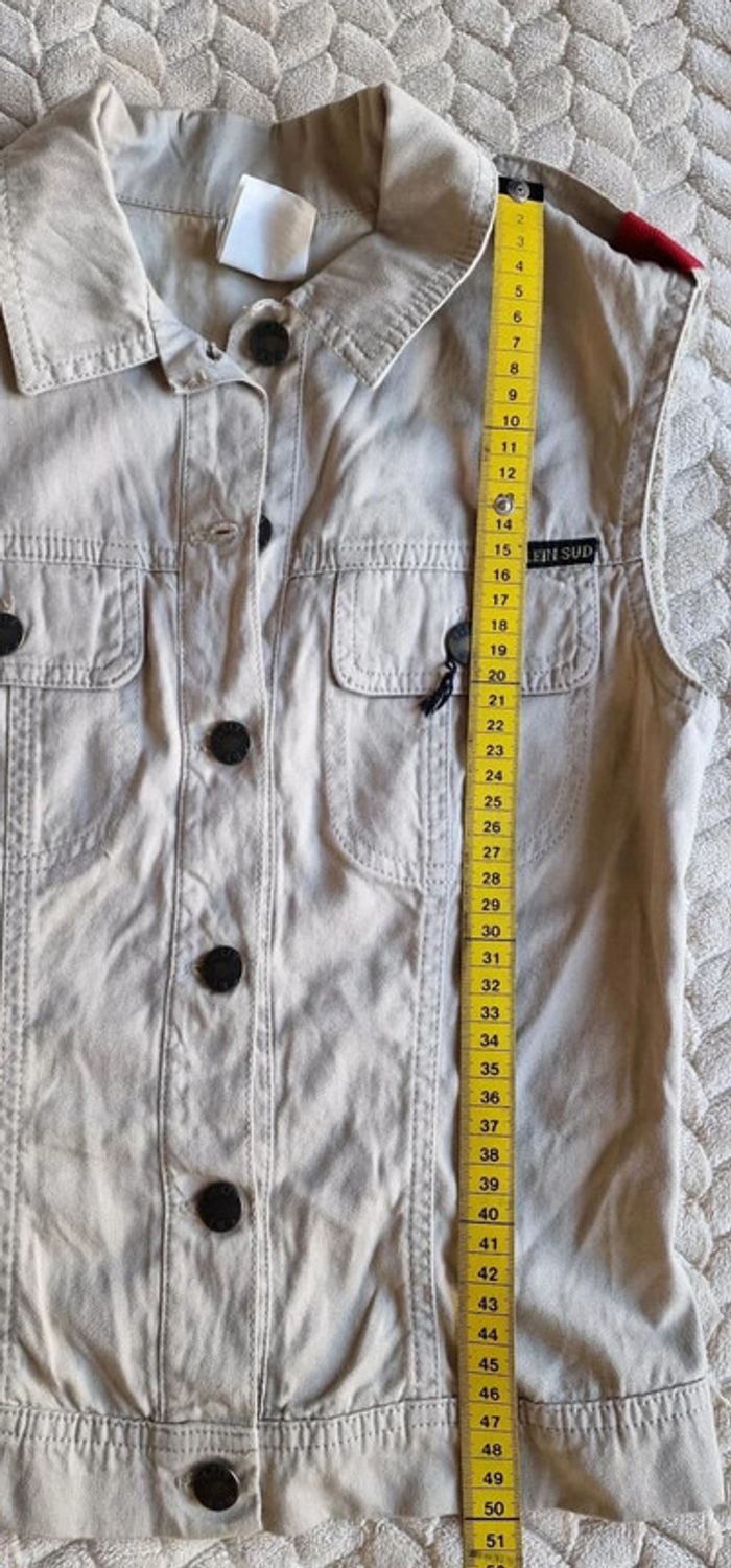 Veste en cotn sans manche Plein Sud esprit militaire beige taille 36 - photo numéro 10