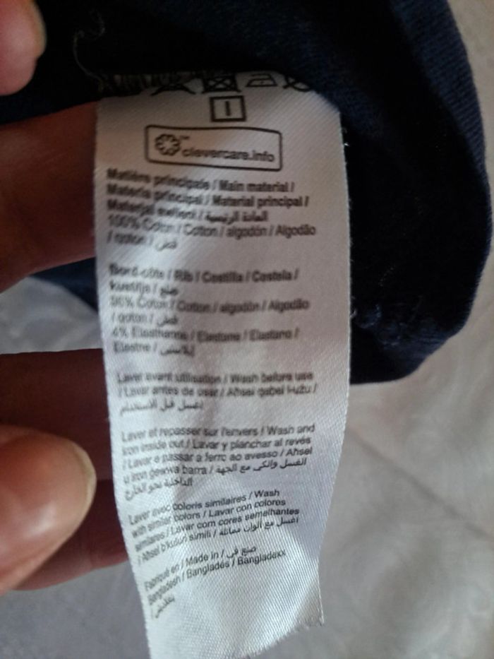 Lot de 4 Tee-shirt manches longues à message Rouge blanc et marine 100%coton 3mois - photo numéro 8