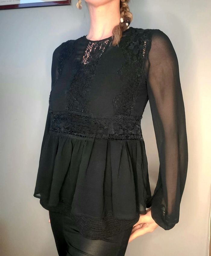 Haut transparent noir taille 34 Sandro