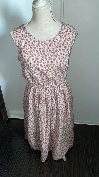Neuve Robe longue fluide Assuili - Made in France - Imprimé fleuri rose - T.S/36