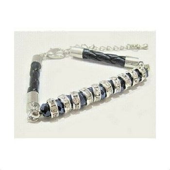 Bracelet Métal Argenté, Silicone, Strass & Cristaux