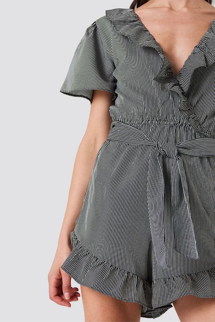 Combishort a rayure noir et blanche style bouffante na-kd - photo numéro 7