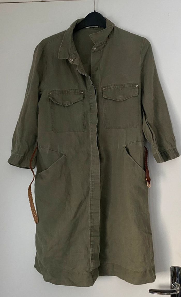 Robe chemise kaki Mango avec ceinture taille S - photo numéro 5