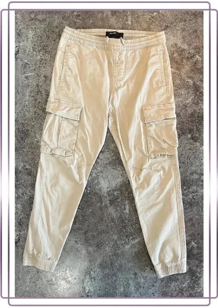 Pantalon cargo beige homme Pull&Bear taille M Men cargo pants Pantaloni uomo Cargohose Herren - photo numéro 4
