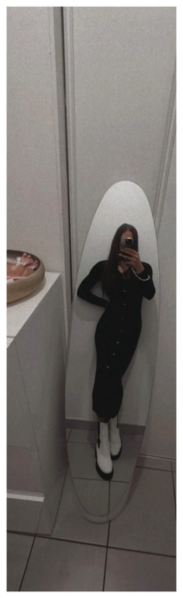 Robe longue moulante manches longues noir Kiabi