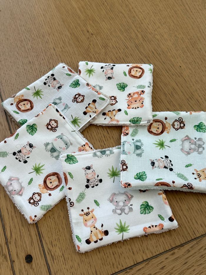 Lingettes bébé  lot de 5 en éponge bambou 12x12cm - photo numéro 2