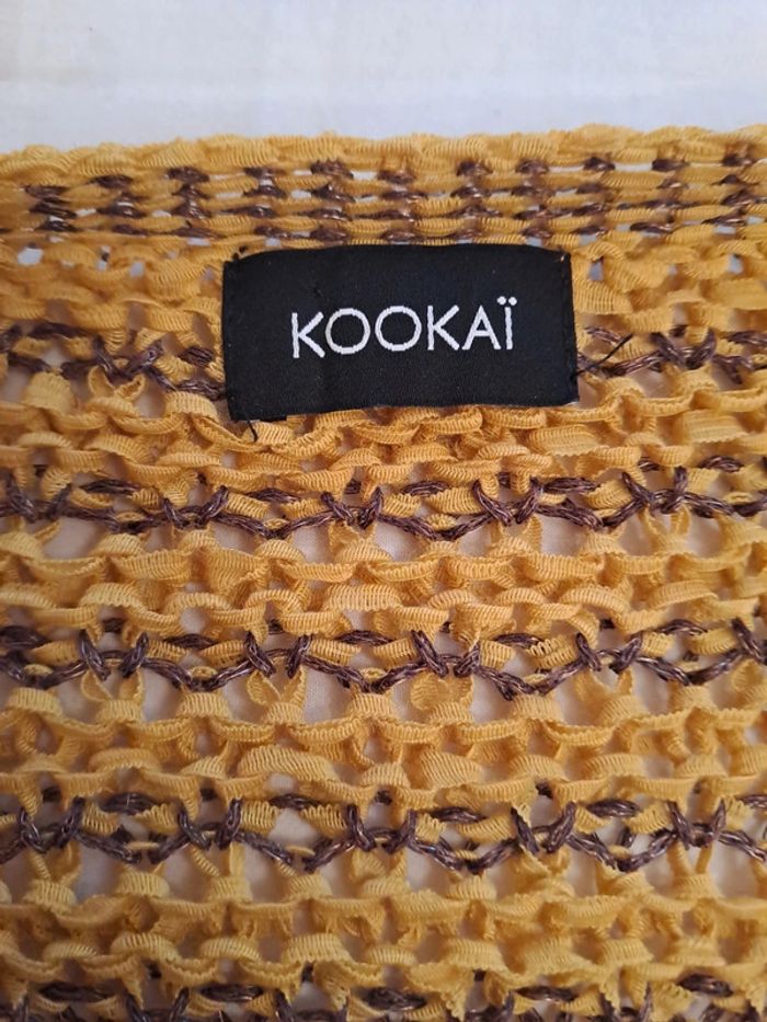 Joli pull ajouré kookai.  Taille 1 moutarde et marron - photo numéro 3
