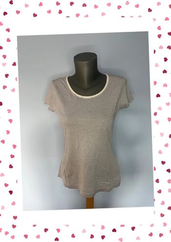 T-shirt à manches courtes blanc rayé noir H&M, taille M