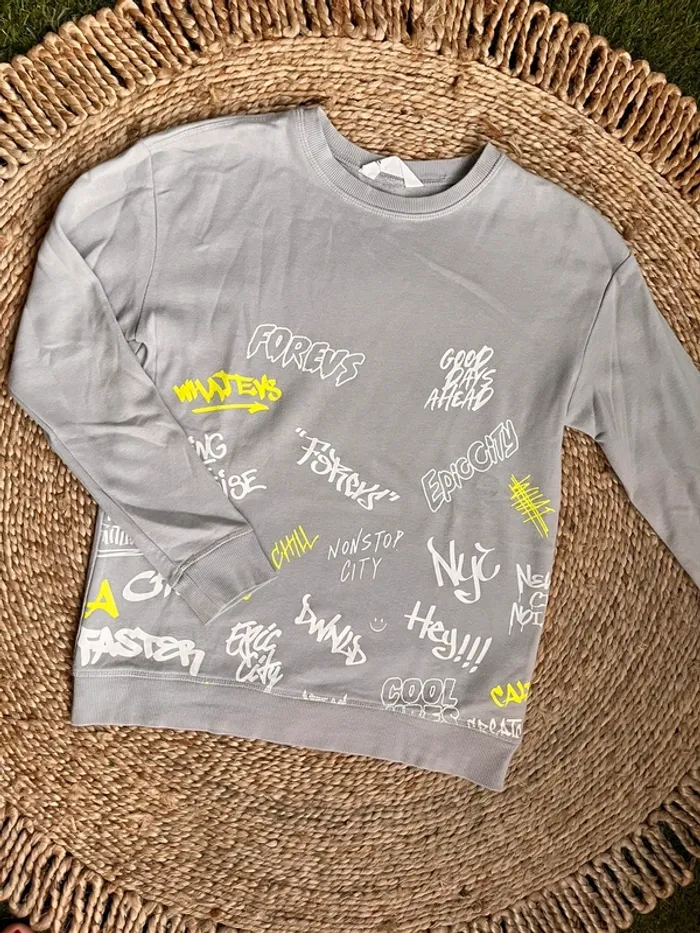 Sweat en coton gris h&m 12 ans