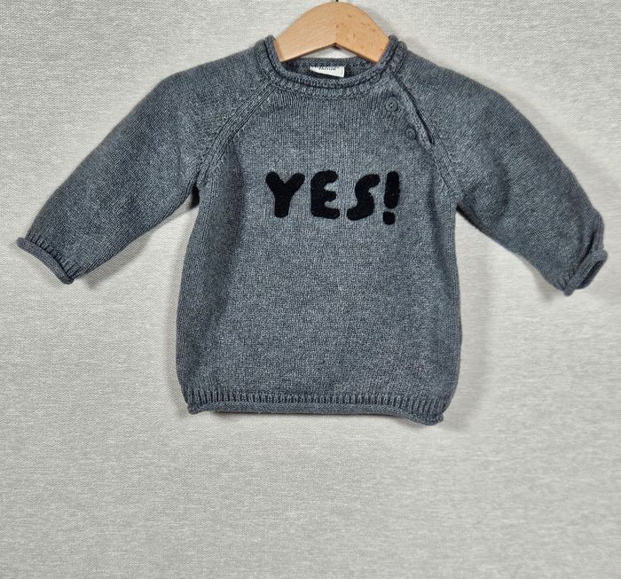 Pull en maille Gris Tape à l'œil 9 mois 71 cm