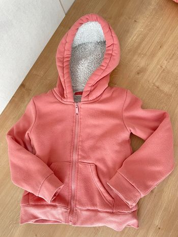 Sweat zippé à capuche rose doublée Sherpa fille taille 6 ans