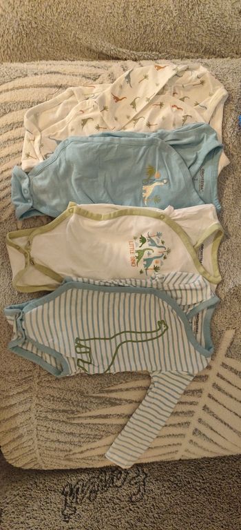 Lot 4 body manches longues dino garçon 3 mois
