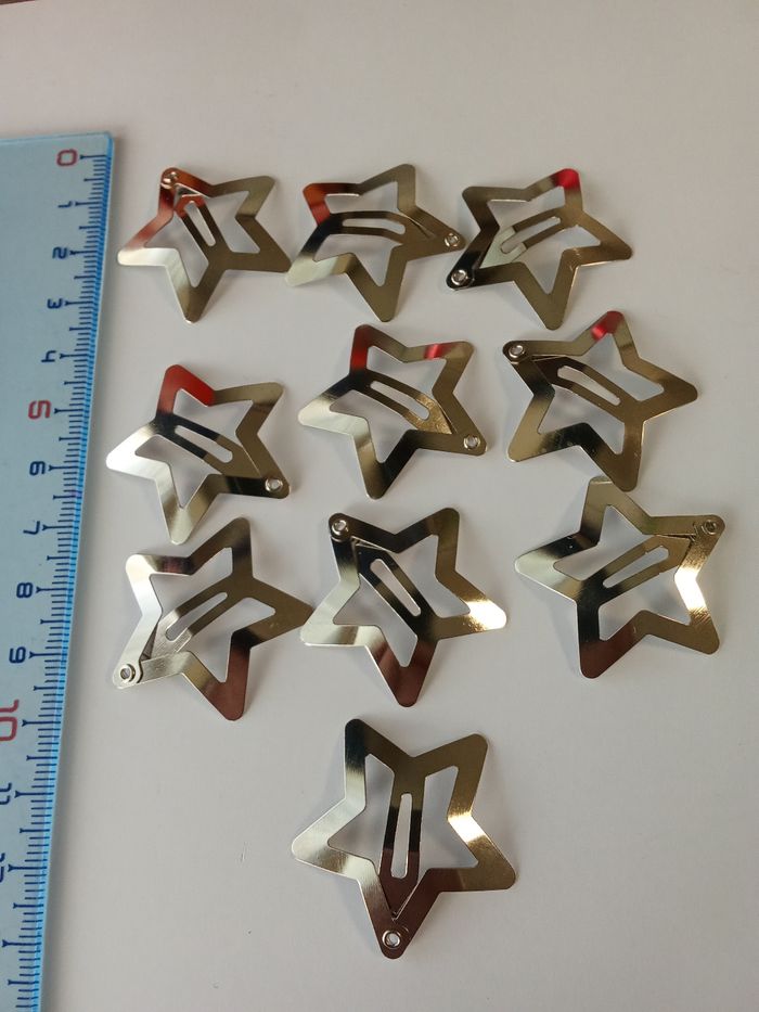 10 barrettes argentées étoiles neuves - photo numéro 2