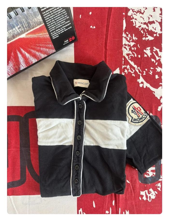 Polo col poitrine moncler femme noir et blanc xs/s - photo numéro 2