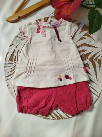 Barboteuse fille 1 mois rose et blanc