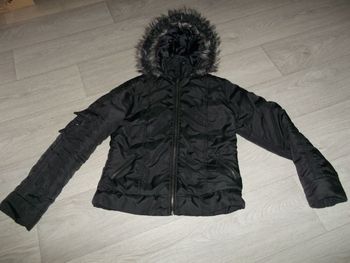 Blouson, parka, doudoune SPOT noir capuche amovible contour fourrure M TBE