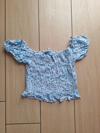Crop top bleu fleuri taille L