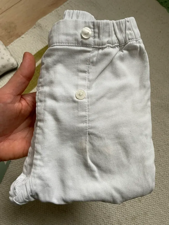 Pantalon velours blanc 12 mois Cyrillus - photo numéro 2