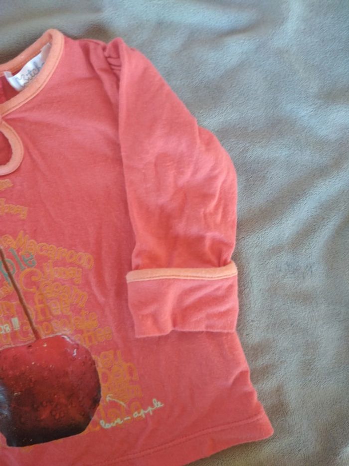 Tee shirt chemise manches longues Fille 3 mois Pomme Love Apple Kitchoun - photo numéro 5