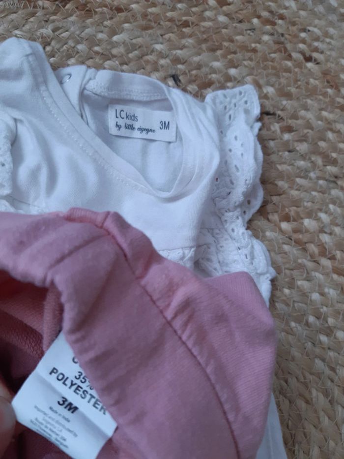 Tenue haut blanc et jupe rose 3 mois - photo numéro 4