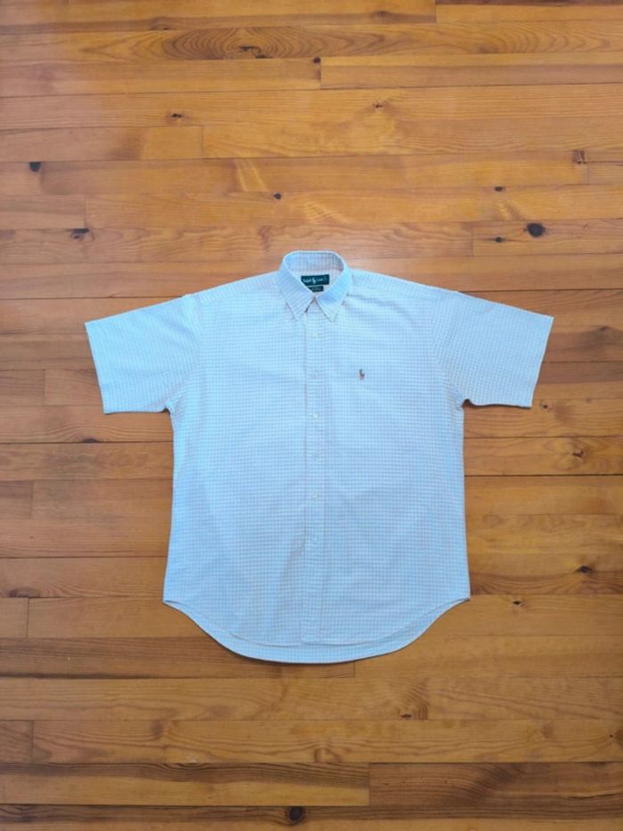 Chemisette à carreaux - Ralph Lauren - Blake - Logo brodé premium - Blanc, orange - Taille M - photo numéro 3
