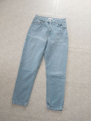 jean h&m bleu clair taille 38 coupe droite mom jean tendance