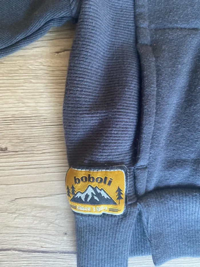 Sweat pull capuche hiver garçon 6 mois gris bleu - photo numéro 4
