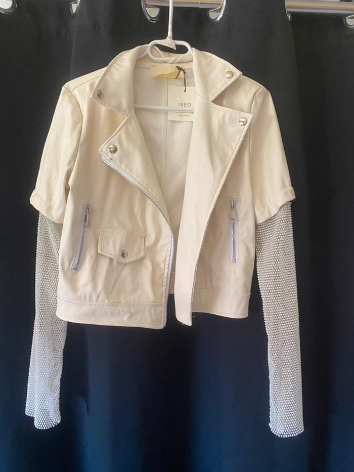 Veste en simili-cuir crème neuve M - photo numéro 11