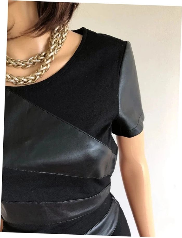 Robe noire à manches courtes avec simili cuir Only taille 38 TBE (taille petit) - photo numéro 6