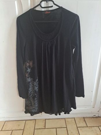 Robe tunique noir doublée manche longue M