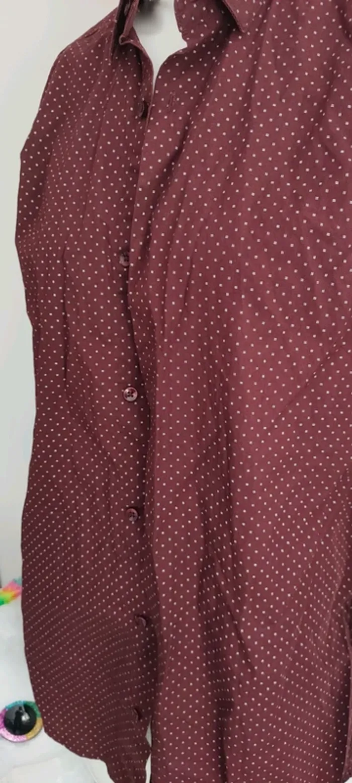 Chemise homme manches longues, taille 40, bordeaux - photo numéro 2