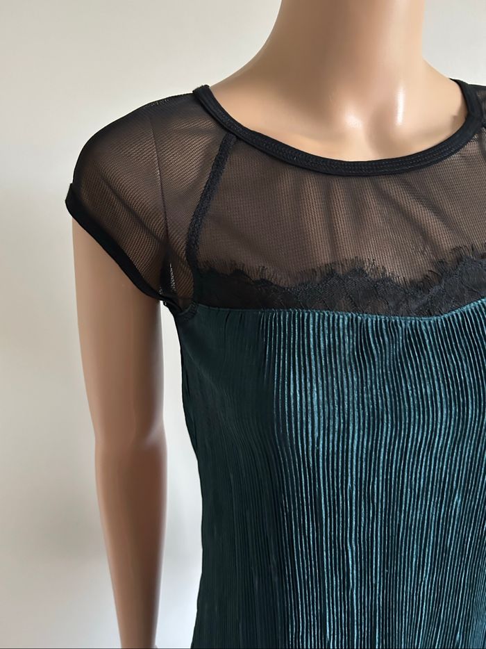 Blouse noire et verte foncée à manches courtes Morgan taille XS jamais portée - photo numéro 4