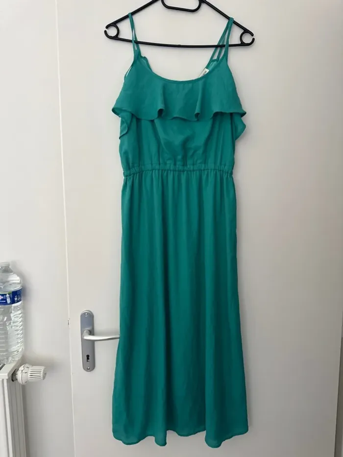 Robe d’été à franges turquoise cache cache