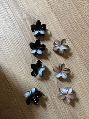 Lots de 7 pinces  noire  et blanche et marron blanc