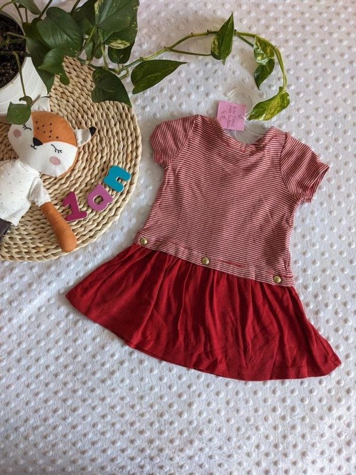 Robe marinière rouge Petit bateau 12 mois