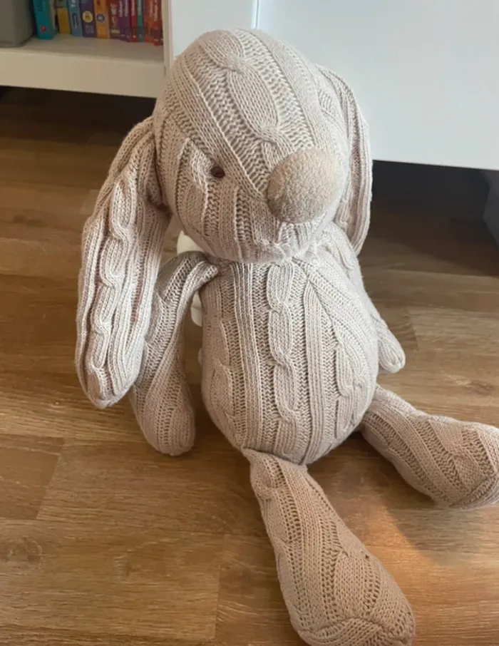 Peluche lapin coton et lin J-line - photo numéro 4