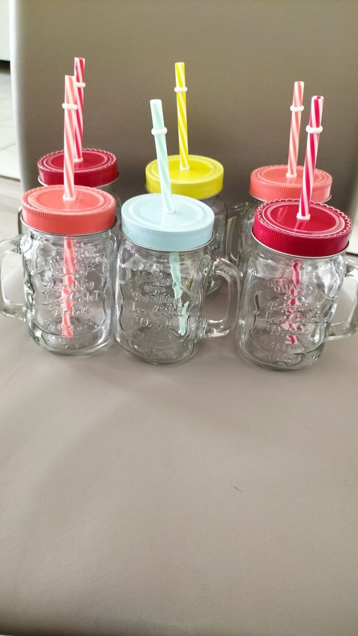 Lot 6 verres avec paille