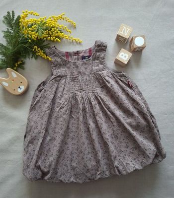 Robe Boule Sergent Major Velours Côtelé Fleuri - 6 mois (67cm)